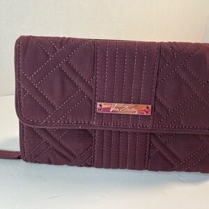 Vera Bradley Retired Burgundy Microfiber Accordion Wallet